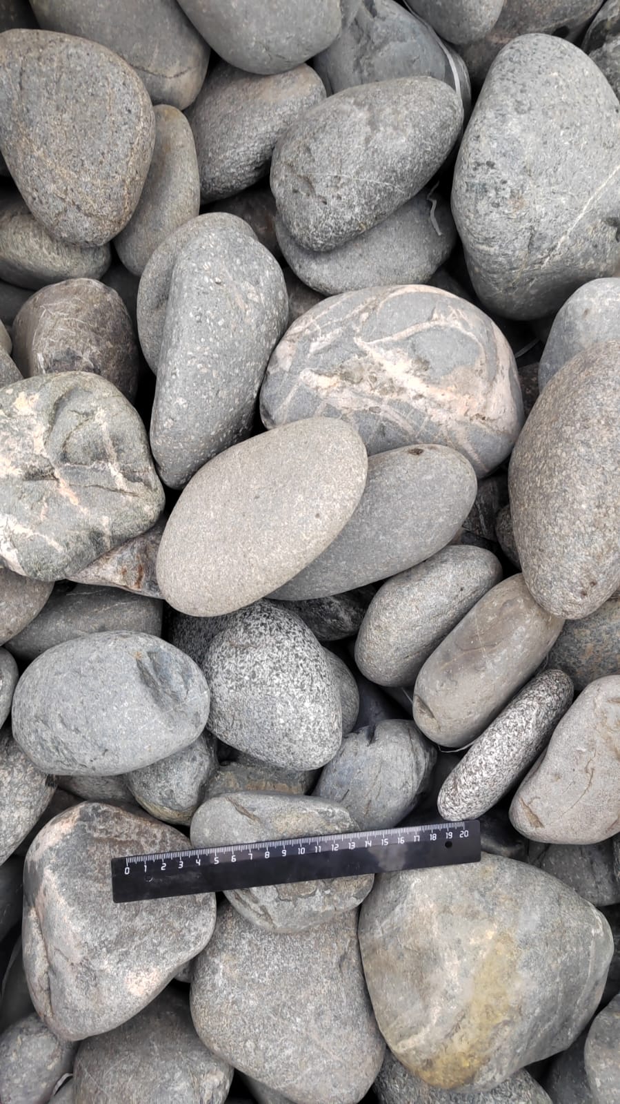 Галька речная окат (темно-серая) фр. 70-150 мм. купить   в Сочи галька речная темно-серая, синяя, серая речная галька округлая  5000 руб/т   фото 