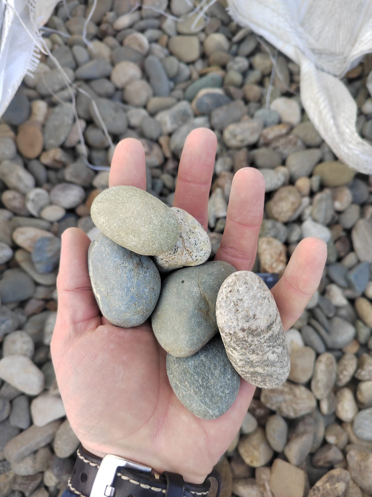  Галька речная окат (пестрая) фр. 20-40 мм. купить   в Сочи галька речная пестрая, серая, серые оттенки галька речная окатанная округлая 4000 руб/т   фото 