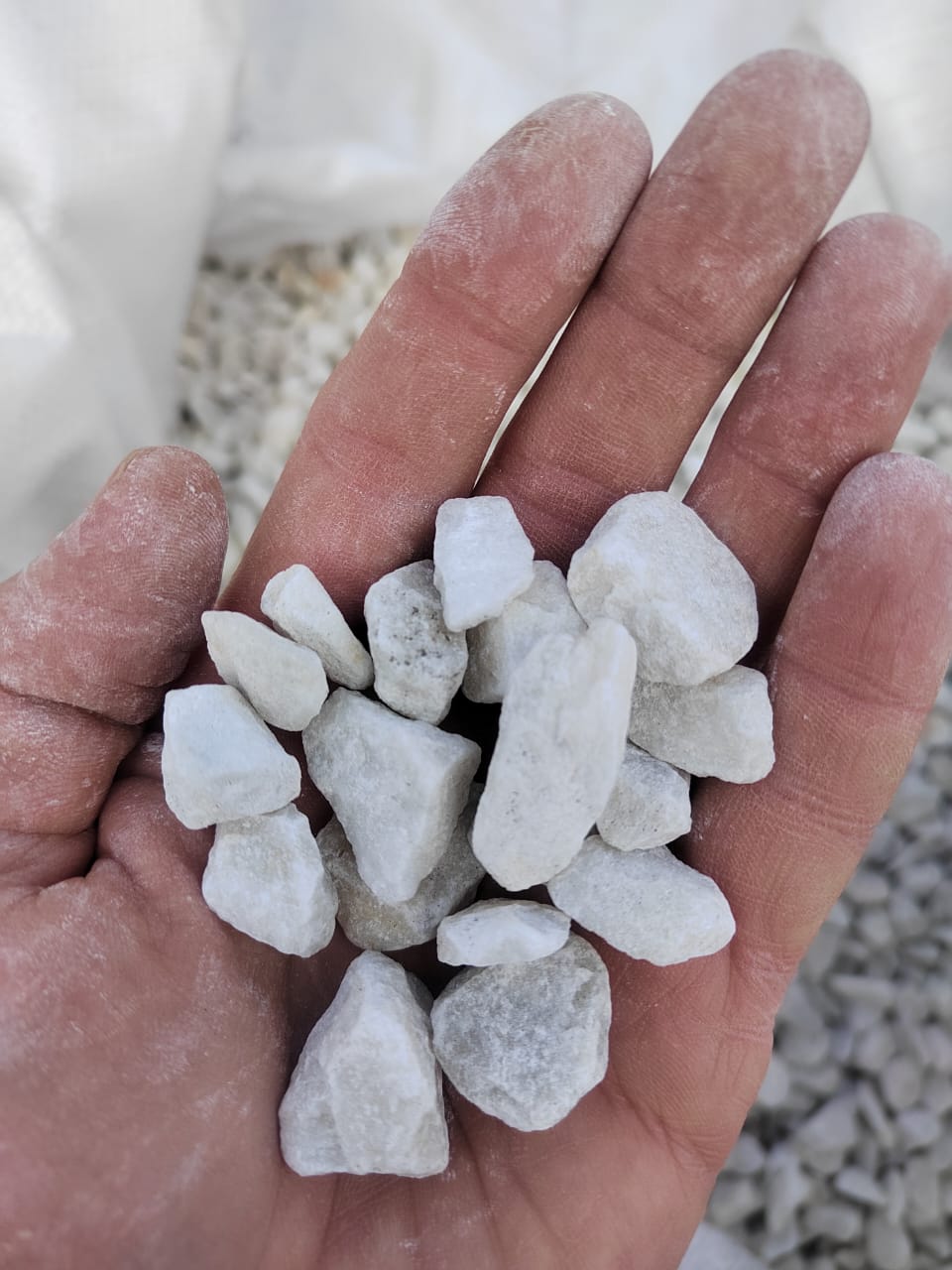  Мраморная крошка, щебень, цвет-белый, фр. 10-20 мм.  купить  в Сочи мрамор белый, молочный айвори каменная ландшафтная декоративная крошка шебня 9500 руб/т   фото 